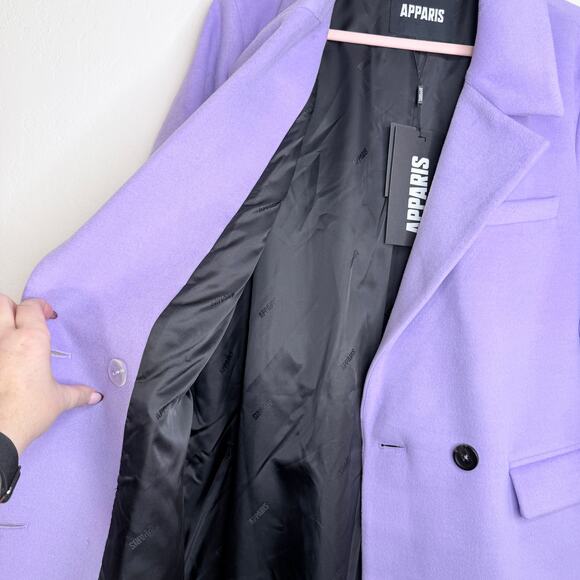 NWT Apparis Aaron Amethyst Purple Tailored Long Double Breasted Jacket Coat Lg - Picture 6 of 15